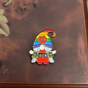 LGBT Queer Pride Cottagecore Rainbow Gnome Enamel Pin